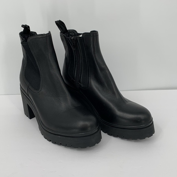 Jeffrey Campbell Escob Cheslea boot black leather lug chunky platform sole 10 - Picture 2 of 6